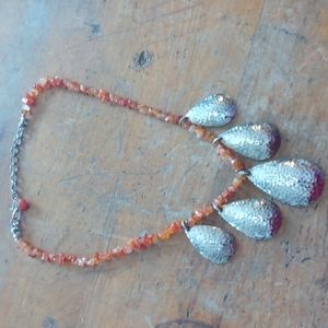 Silver and amber necklace